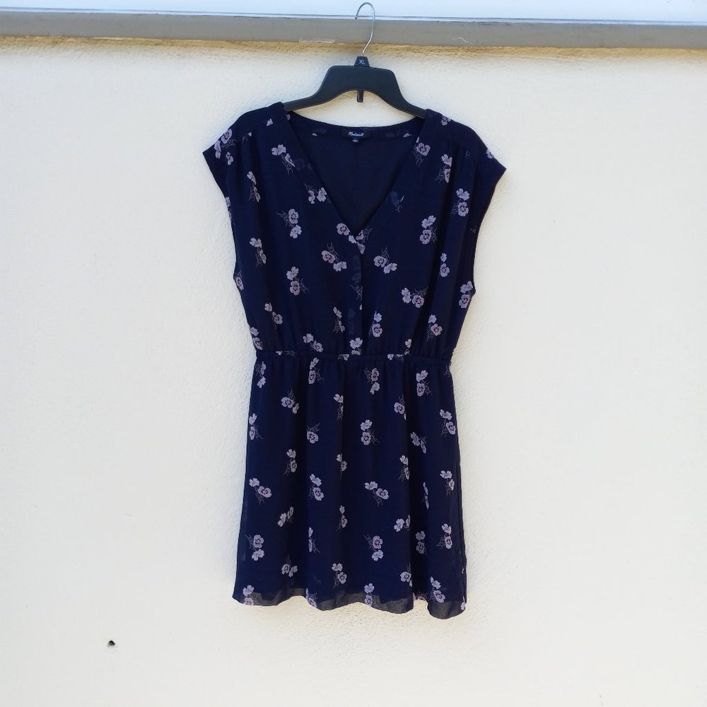 Madewell Skygaze Navy Floral Dress in Pansy Bouquet Size 12